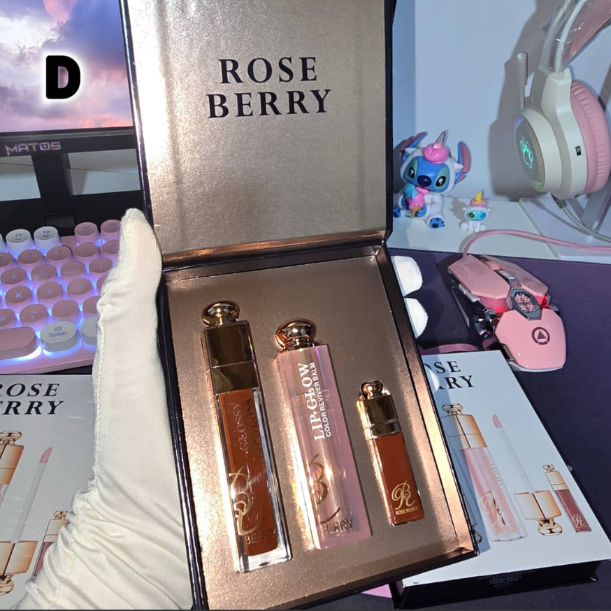 rose berry lip gloss & lip balm