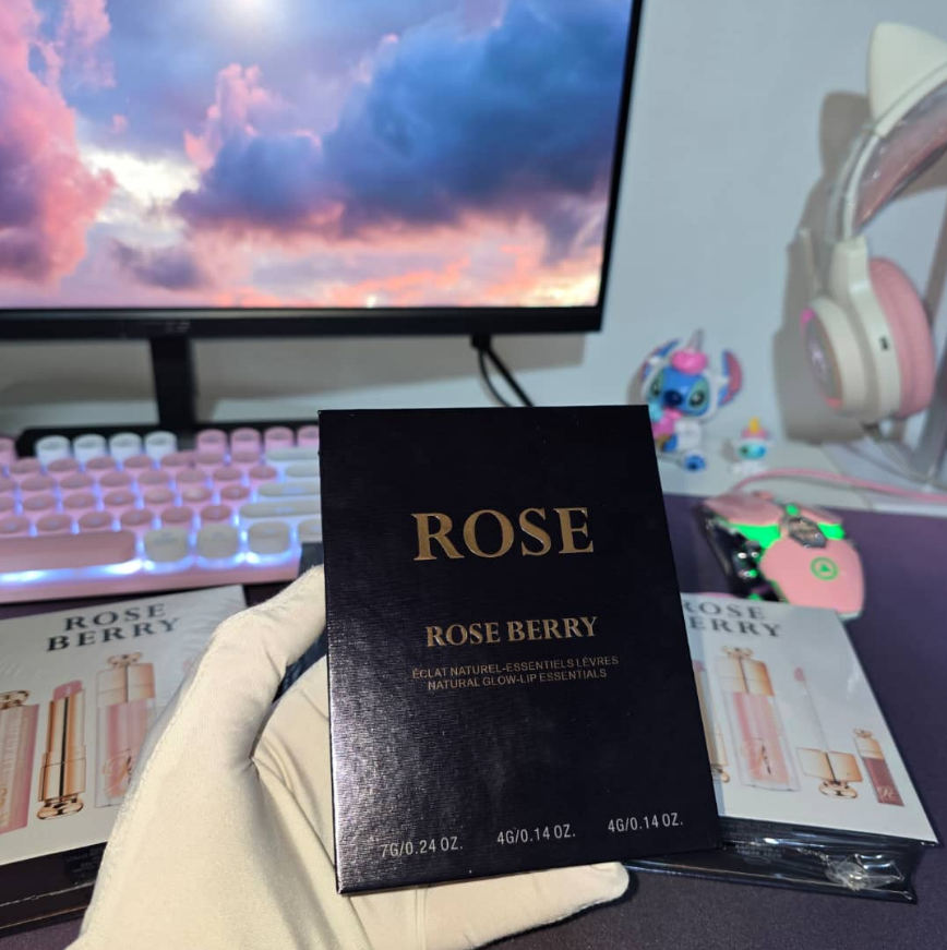 rose berry lip gloss & lip balm