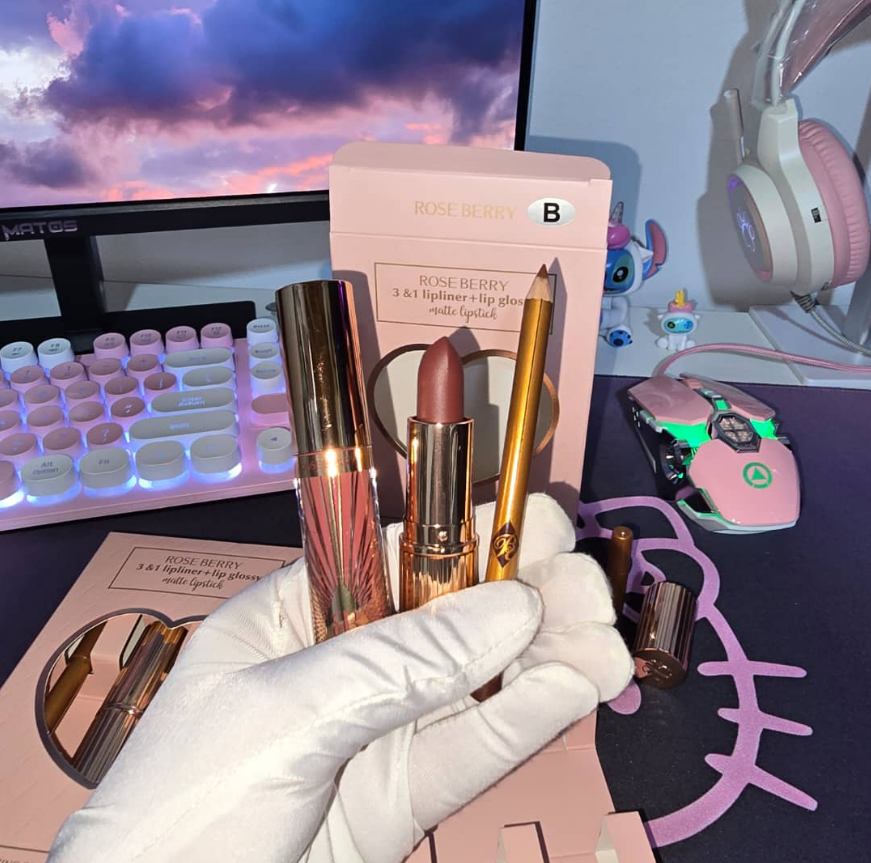 3&1 lip liner + lip gloss + matte lip stick