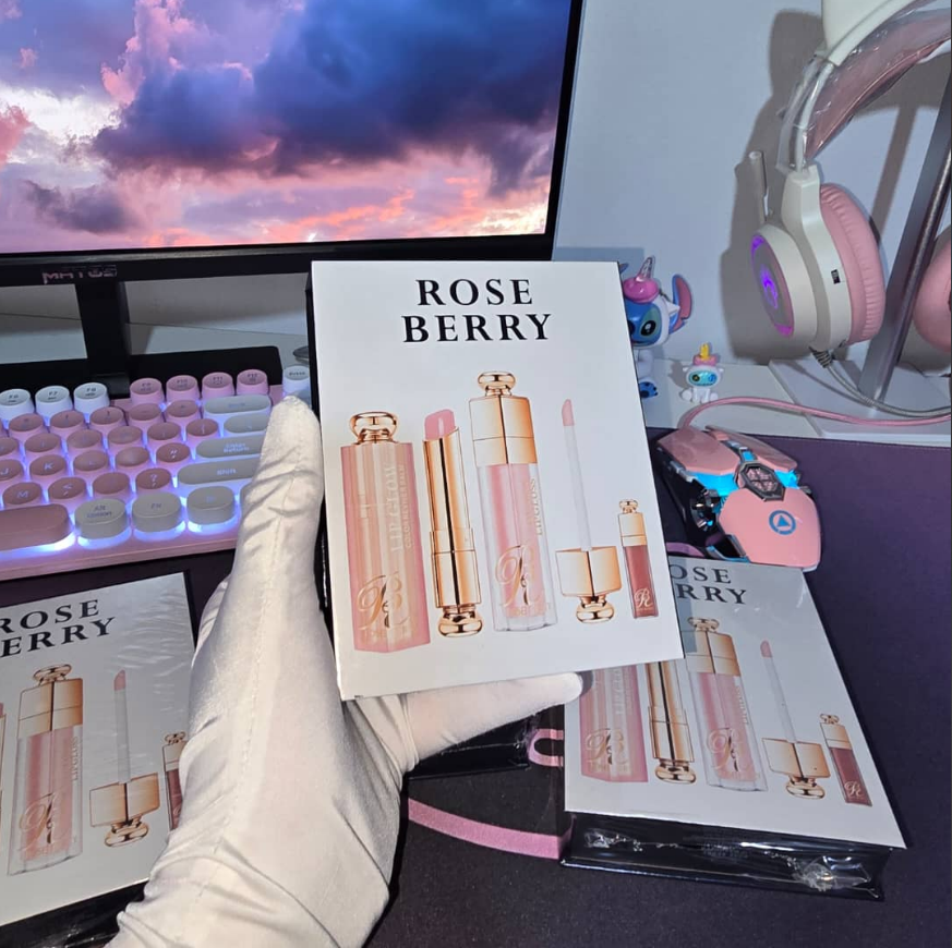 rose berry lip gloss & lip balm